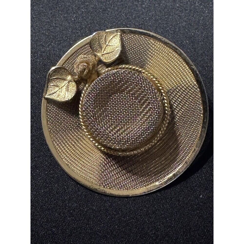 Lot of 2 Large Gold Tone Brooches